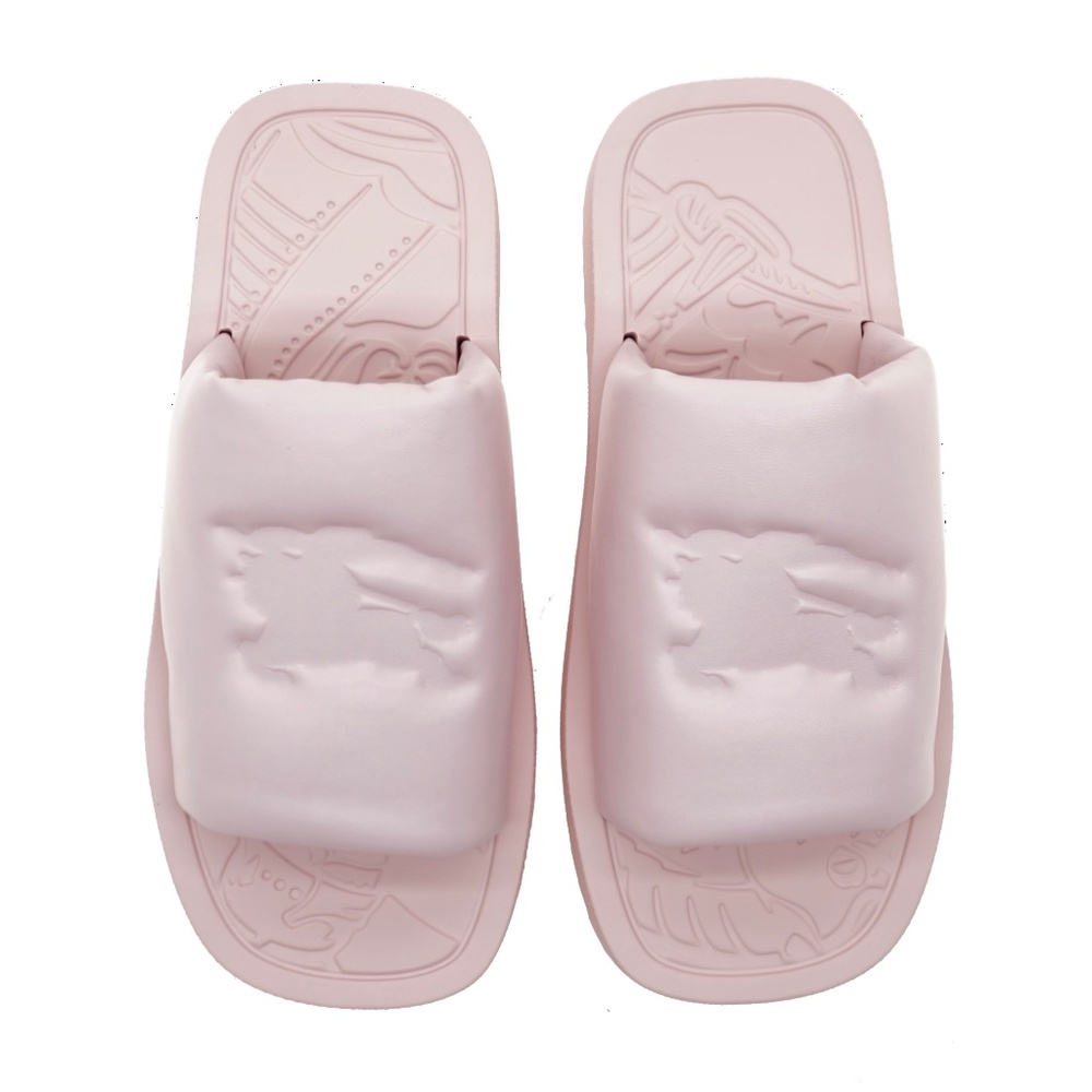 Burberry Knight Slab Slides Pink Leather Size 37 New - Picture 5 of 6